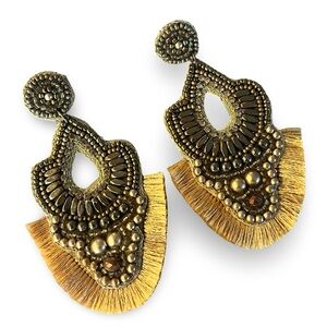 Gold Textile Large Earrings
